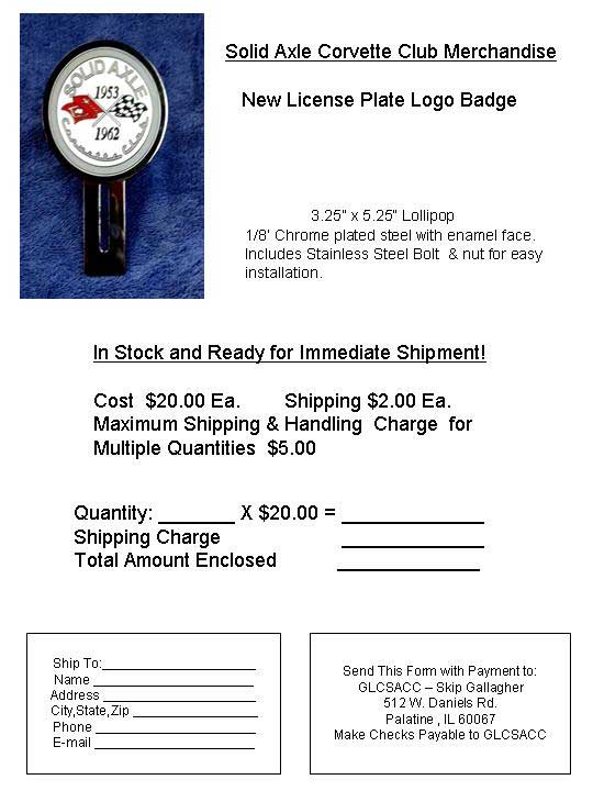 SACC Plate Badge Order Blank